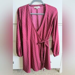 LOFT Red  wrap Mini Dress w/ stars